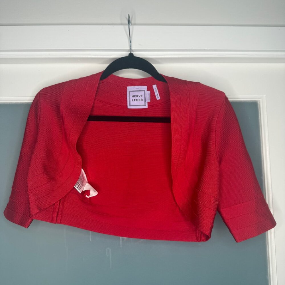 Herve Leger Lipstick Red Brilynn Bolero XXS - excellent condition